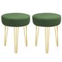 Imagem de Kit 02 Banqueta Alta Julia Industrial 55cm Ferro Dourado Suede Verde - Ahazzo Móveis