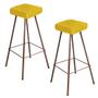 Imagem de Kit 02 Banqueta Alta Lira Eiffel Industrial Cozinha Bar Balcão Bistrô Ferro Bronze material sintético Amarelo - Ahazzo Móveis