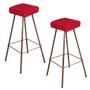 Imagem de Kit 02 Banqueta Alta Lira Eiffel Industrial Cozinha Bar Balcão Bistrô Ferro Bronze Tecido Sintético Vermelho - Ahazzo Móveis