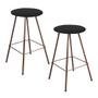 Imagem de Kit 02 Banqueta Alta Loni Eiffel Industrial Cozinha Bar Balcão Bistrô Ferro Bronze material sintético Preto - Ahz Móveis