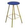 Imagem de Kit 02 Banqueta Alta Loni Eiffel Industrial Cozinha Bar Balcão Bistrô Ferro Dourado Suede Azul Marinho - Ahz Móveis