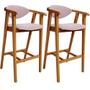 Imagem de Kit 02 Banquetas Alta Para Cozinha Bancada Bar Sala de Jantar Fixa Cecília L02 Suede Rosê - Lyam