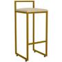 Imagem de Kit 02 Banquetas Altas Para Cozinha Sala De Jantar Hanna L02 Dourado Suede Bege - Lyam Decor