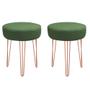 Imagem de Kit 02 Banquetas Puff Jullia Luxo 55cm Industrial Ferro Bronze Suede Verde Musgo - Ahazzo Móveis