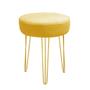 Imagem de Kit 02 Banquetas Puff Jullia Luxo 55cm Industrial Ferro Dourado Suede Amarelo - Ahazzo Móveis