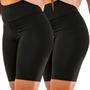 Imagem de Kit 02 Bermuda Legging Feminino Plus Size Meia Coxa Cintura Alta Short Zero Transparência