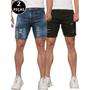 Imagem de Kit 02 Bermudas Jeans Curta Rasgada Masculina 