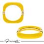 Imagem de Kit 02 Braceletes Quadrado com Aplique Resina Azul e Amarelo 78mm Ouro