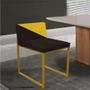 Imagem de Kit 02 Cadeira Office Lee Duo Sala de Jantar Industrial Ferro Dourado material sintético Marrom e Amarelo - Ahz Móveis