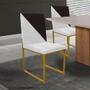 Imagem de Kit 02 Cadeira Office Stan Duo Sala de Jantar Industrial Ferro Dourado material sintético Branco e Marrom - Ahazzo Móveis