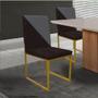 Imagem de Kit 02 Cadeira Office Stan Duo Sala de Jantar Industrial Ferro Dourado Suede Marrom e Cinza - Ahz Móveis