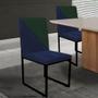 Imagem de Kit 02 Cadeira Office Stan Duo Sala de Jantar Industrial Ferro Preto Suede Azul Marinho e Verde Musgo - Ahz Móveis