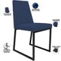 Imagem de Kit 02 Cadeira Para Sala Jantar Base Aço Industrial Preto Dafne L02 Suede Azul Marinho -LyamDecor