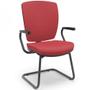 Imagem de Kit 02 Cadeiras de Escritório Fixa Executiva Office Preto Slim Alta Flexi P03 Vinil Vermelho-Lyam