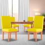 Imagem de Kit 02 Cadeiras de Jantar Alice Com Base de Madeira Suede Amarelo - Madeira Prima Deccor