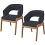Imagem de Kit 02 Cadeiras de Jantar e Estar Living Estofada Lince L02 Suede Preto - Lyam Decor