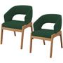 Imagem de Kit 02 Cadeiras de Jantar e Estar Living Estofada Lince L02 Suede Verde Musgo - Lyam Decor