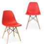 Imagem de Kit 02 Cadeiras Decorativas Eiffel Charles Eames F03 Vermelho com Pés de Madeira - Lyam Decor