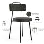 Imagem de Kit 02 Cadeiras Decorativas Estofada Para Sala De Jantar Barcelona F01 Linho Chumbo - Lyam Decor