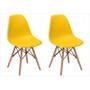 Imagem de Kit 02 Cadeiras Eiffel Charles Eames em ABS Amarela com Base de Madeira DSW