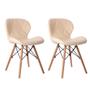 Imagem de Kit 02 Cadeiras Estofada Jantar Charles Eames Eiffel Slim Wood Confort Creme