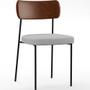 Imagem de Kit 02 Cadeiras Estofadas Para Sala De Jantar Melina L02 material sintético Marrom Linho Cinza - Lyam Decor