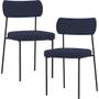 Imagem de Kit 02 Cadeiras Estofadas Para Sala De Jantar Melina L02 Suede Azul Marinho - Lyam Decor