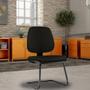 Imagem de Kit 02 Cadeiras Para Escritório Job Fixa Tecido Sintético Preto - Lyam Decor