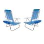 Imagem de Kit 02 Cadeiras Reclináveis Azul+02 Mesa Portátil+Carrinho de Praia Vira mesa Mor