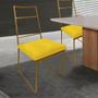 Imagem de Kit 02 Cadeiras Sala de Jantar Escritório Office Stark Industrial Ferro Dourado Suede Amarelo - Ahz Móveis