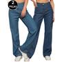 Imagem de Kit 02 Calças Jeans Wide Leg Pantalona Feminina