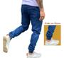 Imagem de Kit 02 Calças Jogger  Bege Jeans Sarja Masculina Com Punho Elástico