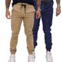 Imagem de Kit 02 Calças Jogger Sarja Masculina Com Punho Elástico