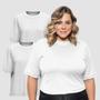 Imagem de Kit 02 Camiseta Feminina Plus Size Lisa 100% Algodão Gola Redonda Manga Curta G1 A G3