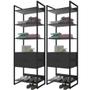 Imagem de Kit 02 Closets Guarda Roupa Industrial Modulado 04 Gavetas 210x70 cm Blind F01 Preto - Lyam Decor