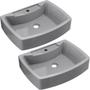 Imagem de Kit 02 Cubas de Apoio Retangular Para Banheiro Lavabo C01 RT50 Cinza - Lyam Decor