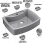 Imagem de Kit 02 Cubas de Apoio Retangular Para Banheiro Lavabo C01 RT50 Cinza - Lyam Decor