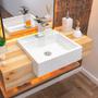 Imagem de Kit 02 Cubas de Semi Encaixe C01 Quadrada Para Banheiro Lavabo XQ395 Branco - Lyam Decor
