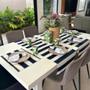 Imagem de Kit 02 Lugares Americanos Stripes Marinho Acqua Block Retangular 32x45cm Arrumadinho