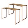 Imagem de Kit 02 Mesa Escrivaninha Escritório e Home Office Stan Industrial Ferro Bronze Tampo MDF Nogal - Ahz Móveis