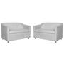 Imagem de Kit 02 Namoradeira Decorativa Tilla Pés Cromados Suede Branco - DS Estofados