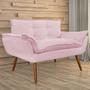 Imagem de Kit 02 Namoradeira Poltrona Sofá decorativa 02 Lugares Opalla Pés Palito Rosê - DS Estofados