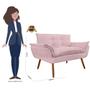 Imagem de Kit 02 Namoradeira Poltrona Sofá decorativa 02 Lugares Opalla Pés Palito Rosê - DS Estofados