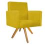 Imagem de Kit 02 Poltrona Cadeira Decorativa Arenzza e 02 Puff Sofia Base Giratória de Madeira Suede Amarelo - DAMAFFÊ MÓVEIS