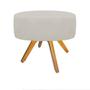 Imagem de Kit 02 Poltrona Cadeira Decorativa Arenzza e 02 Puff Sofia Base Giratória de Madeira Suede Bege - KDAcanto Móveis