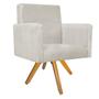 Imagem de Kit 02 Poltrona Cadeira Decorativa Arenzza e 02 Puff Sofia Base Giratória de Madeira Suede Bege - KDAcanto Móveis