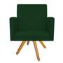 Imagem de Kit 02 Poltrona Cadeira Decorativa Arenzza e 02 Puff Sofia Base Giratória de Madeira Suede Verde - DAMAFFÊ MÓVEIS