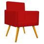 Imagem de Kit 02 Poltrona Cadeira Decorativa Arenzza e 02 Puff Sofia Palito Mel Corano Vermelho - KDAcanto Móveis