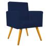 Imagem de Kit 02 Poltrona Cadeira Decorativa Arenzza e 02 Puff Sofia Palito Mel Suede Azul Marinho - KDAcanto Móveis