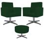 Kit 02 Poltrona Cadeira Decorativa Arenzza e Puff Sofia Base Giratória de Metal Suede Verde - DAMAFFÊ MÓVEIS - DAMAFFE MÓVEIS Imagem de Kit 02 Poltrona Cadeira Decorativa Arenzza e Puff Sofia Base Giratória de Metal Suede Verde - DAMAFFÊ MÓVEIS